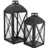 Lampiony latarnie ozdobne 29/38 cm Altom Design latarenki metalowe czarne zestaw 2 szt.