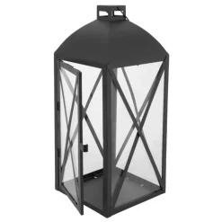 Lampiony latarnie ozdobne 29/38 cm Altom Design latarenki metalowe czarne zestaw 2 szt.