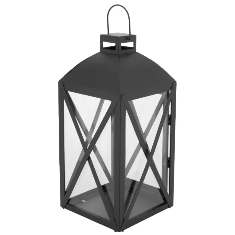 Lampiony latarnie ozdobne 29/38 cm Altom Design latarenki metalowe czarne zestaw 2 szt.