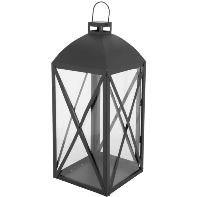 Lampiony latarnie ozdobne 29/38 cm Altom Design latarenki metalowe czarne zestaw 2 szt.