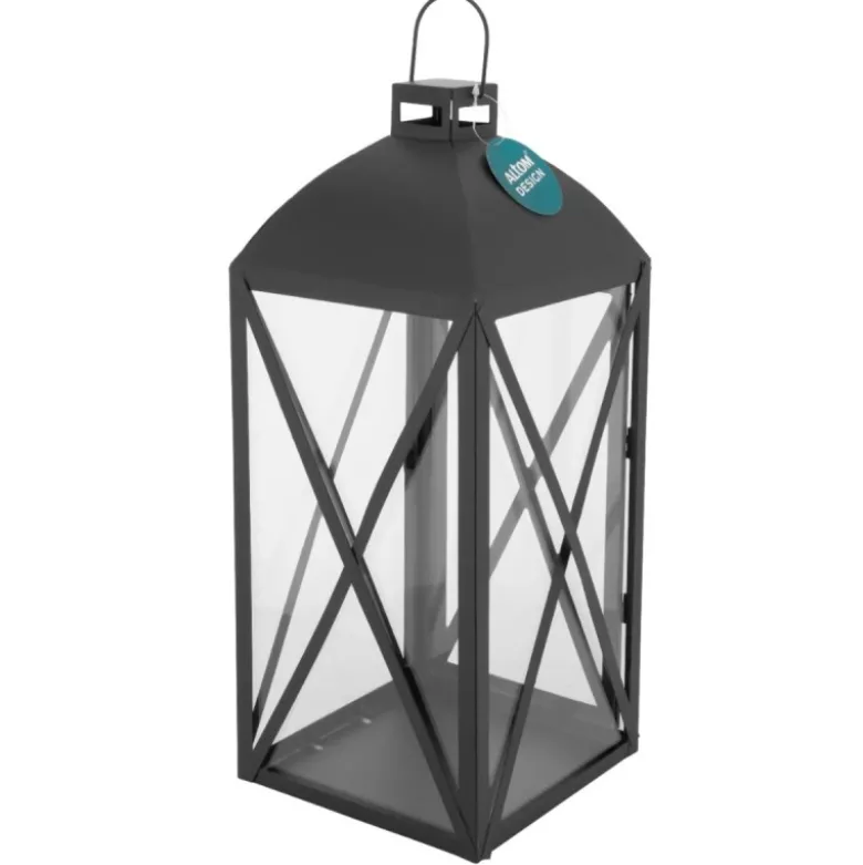 Lampiony latarnie ozdobne 29/38 cm Altom Design latarenki metalowe czarne zestaw 2 szt.