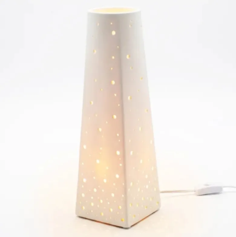 Lampka nocna ceramiczna 28CM porcelana ozdoba biała nowoczesna Tragar