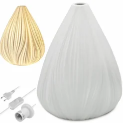 Lampka nocna ceramiczna 25CM porcelana ozdoba biała nowoczesna Tragar