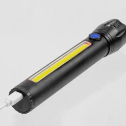 Latarka taktyczna LED ładowanie USB latarka w pudełku A 3611 COB ZOOM T6