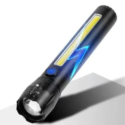 Latarka taktyczna LED ładowanie USB latarka w pudełku A 3611 COB ZOOM T6