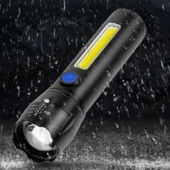 Latarka taktyczna LED ładowanie USB latarka w pudełku A 3611 COB ZOOM T6