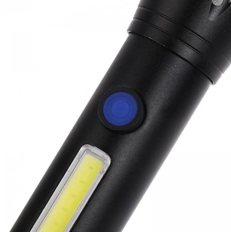 Latarka taktyczna LED ładowanie USB latarka w pudełku A 3611 COB ZOOM T6