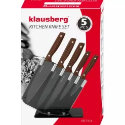 Noże kuchenne z powłoką marmurową zestaw 6 elementowy w stojaku Klausberg KB 7616