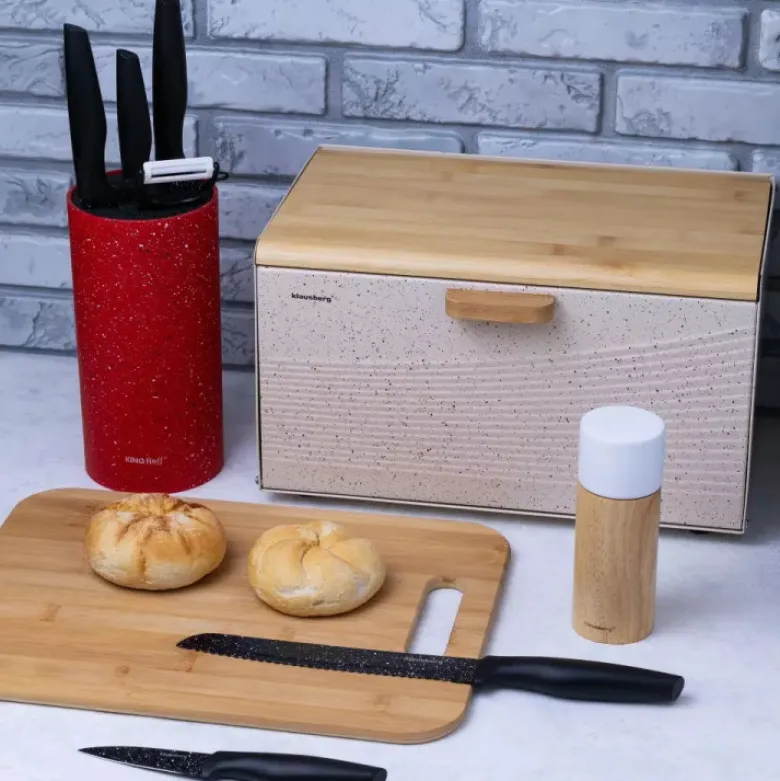 Noże kuchenne z powłoką marmurową zestaw 6 elementowy z obieraczką Klausberg KB 7613