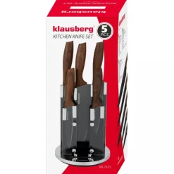 Noże kuchenne z powłoką marmurową zestaw 6 elementowy na obrotowym stojaku Klausberg KB 7615
