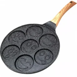 Patelnia do naleśników 26cm czarna powłoka marmurowa z buźkami Krisberg KR 5118