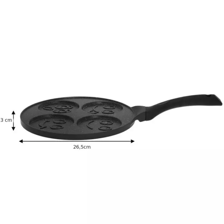 Patelnia do naleśników 26cm czarna powłoka marmurowa z buźkami Krisberg KR 5118