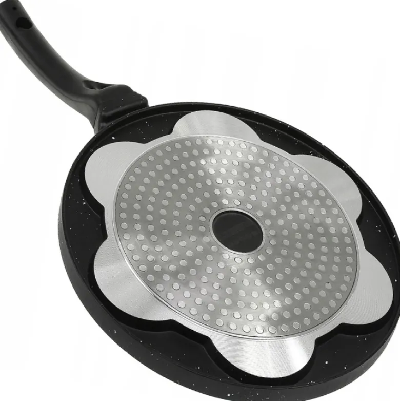 Patelnia do naleśników 26cm czarna powłoka marmurowa z buźkami Krisberg KR 5118