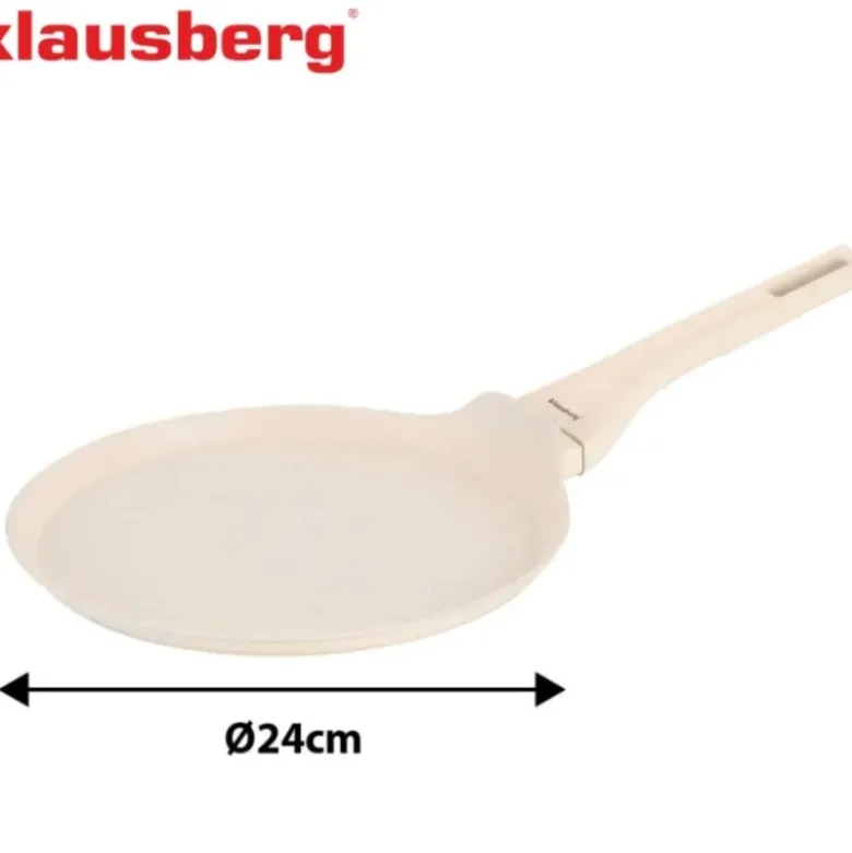 Patelnia do naleśników 24 cm z powłoką marmurową nieprzywierająca kremowa indukcja gaz Klausberg