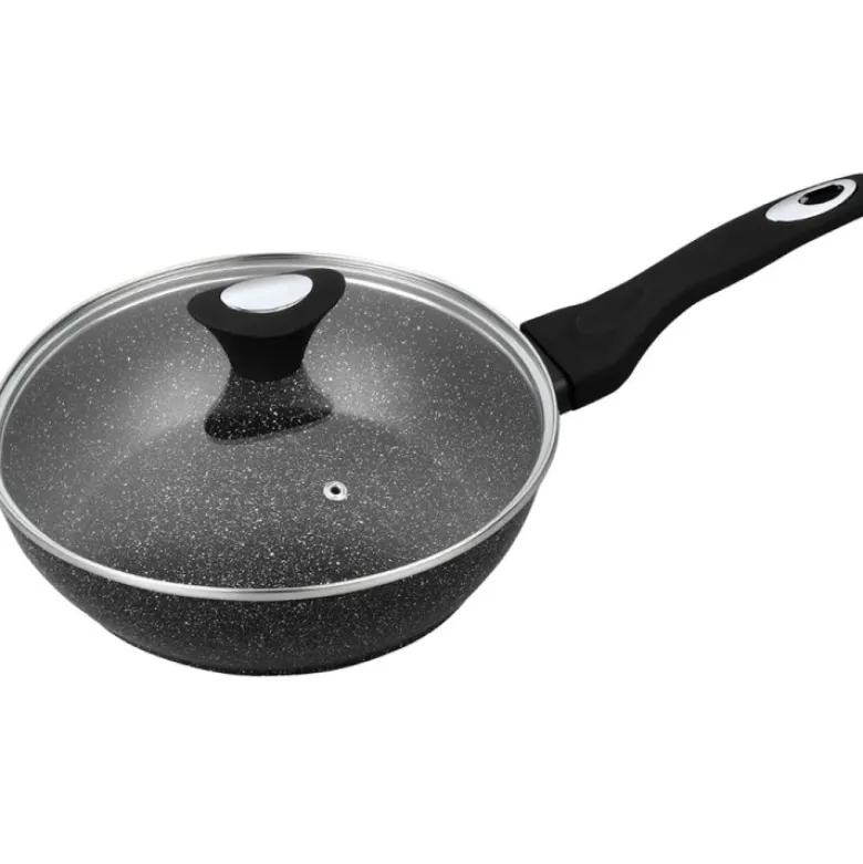 Patelnia głęboka z pokrywką 22 cm mała Krisberg KR 2678 powłoka marmurkowa indukcyjna gaz