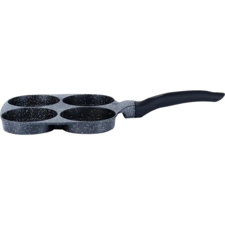 Patelnia granitowa do jajek i pancake 4 otwory BLACK LINE 19x19 cm Vilde