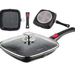 Patelnia granitowa grillowa Kinghoff KH 1510 24x24 kwadratowa