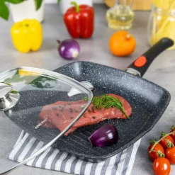 Patelnia granitowa grillowa Kinghoff KH 1510 24x24 kwadratowa