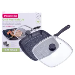 Patelnia grillowa kwadratowa z powłoką marmurowa 28 cm KM 4431 Kamille