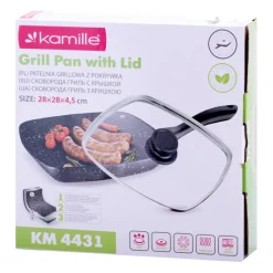 Patelnia grillowa kwadratowa z powłoką marmurowa 28 cm KM 4431 Kamille