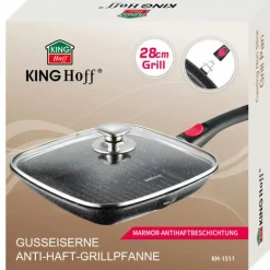Patelnia kwadratowa granitowa grillowa Kinghoff KH 1511 28x28 z odpinaną rączką