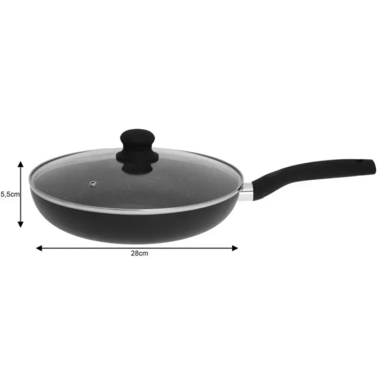 Patelnia z pokrywką Kinghoff KH 3959 28 cm Ceramiczna Indukcja Granitowa