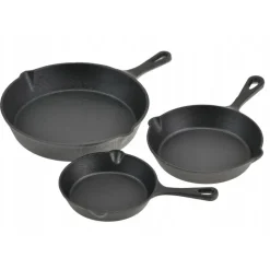 Patelnie żeliwne 20/25/30cm zestaw 3 sztuk ciężkie głębokie Krisberg KR 2711 indukcja gaz