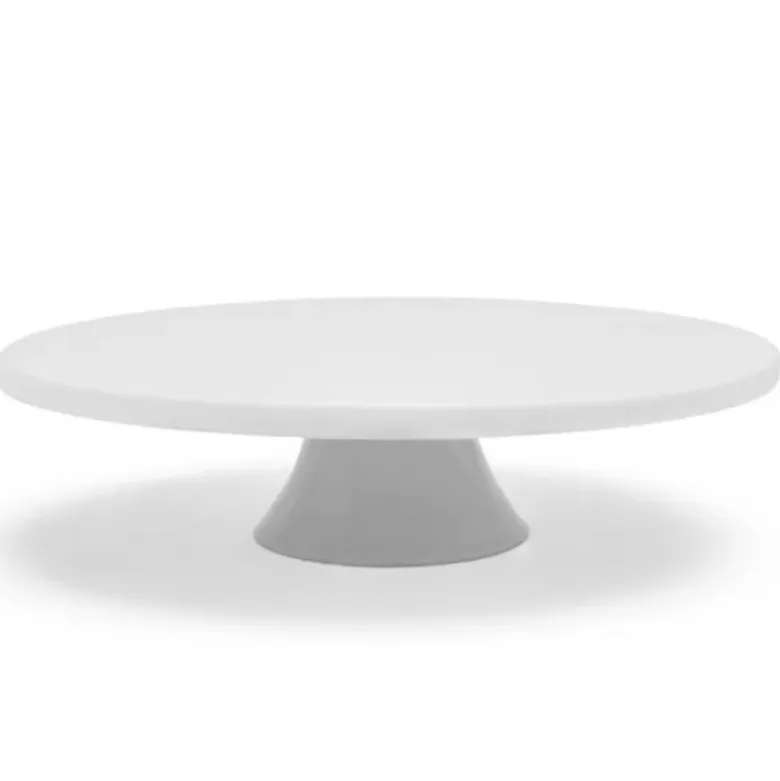 Patera porcelanowa 28 cm biała na ciasto i tort na nóżce Tragar