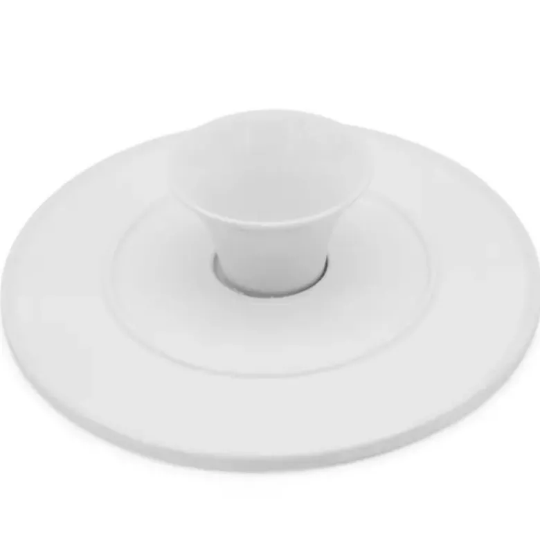 Patera porcelanowa 28 cm biała na ciasto i tort na nóżce Tragar