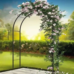 Pergola ogrodowa 145x235 cm metalowa w formie łuku na rośliny pnące Vilde