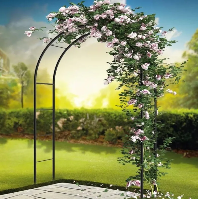 Pergola ogrodowa 145x235 cm metalowa w formie łuku na rośliny pnące Vilde