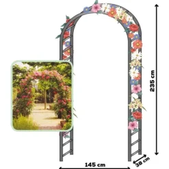 Pergola ogrodowa 145x235 cm metalowa w formie łuku na rośliny pnące Vilde