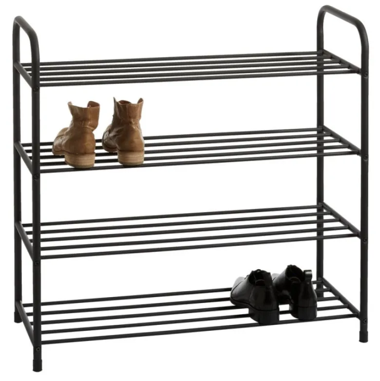 Półka na buty 65x26x72 cm metalowa czarna 4-poziomowa E 6252 Elitehoff
