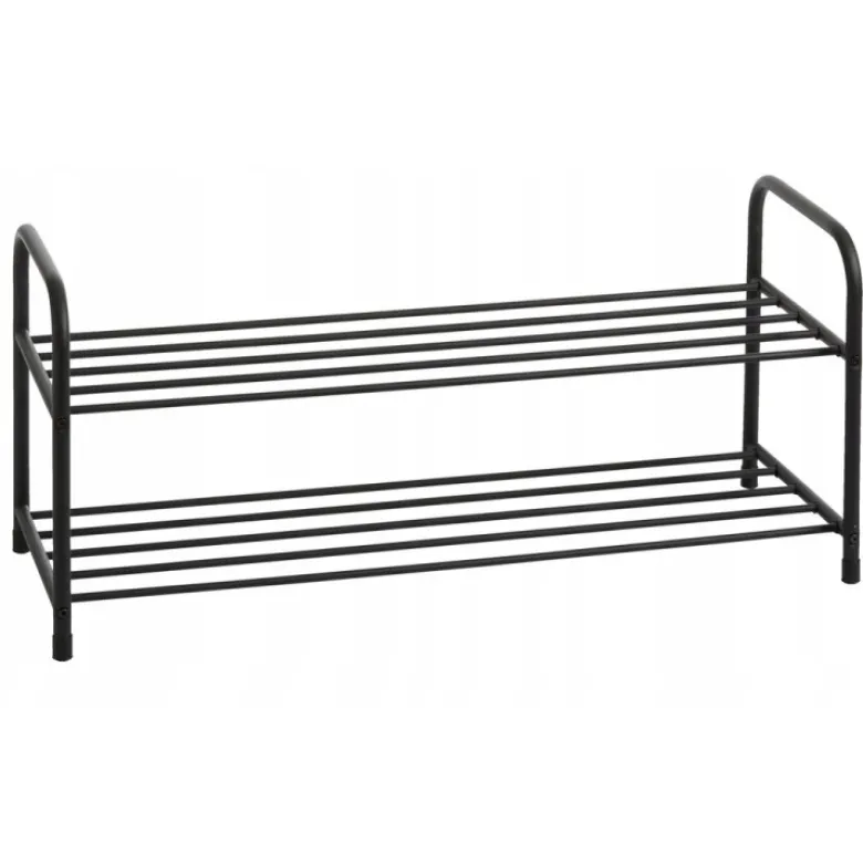 Półka na buty 65x26x34 cm metalowa czarna 2-poziomowa Elitehoff E 6250