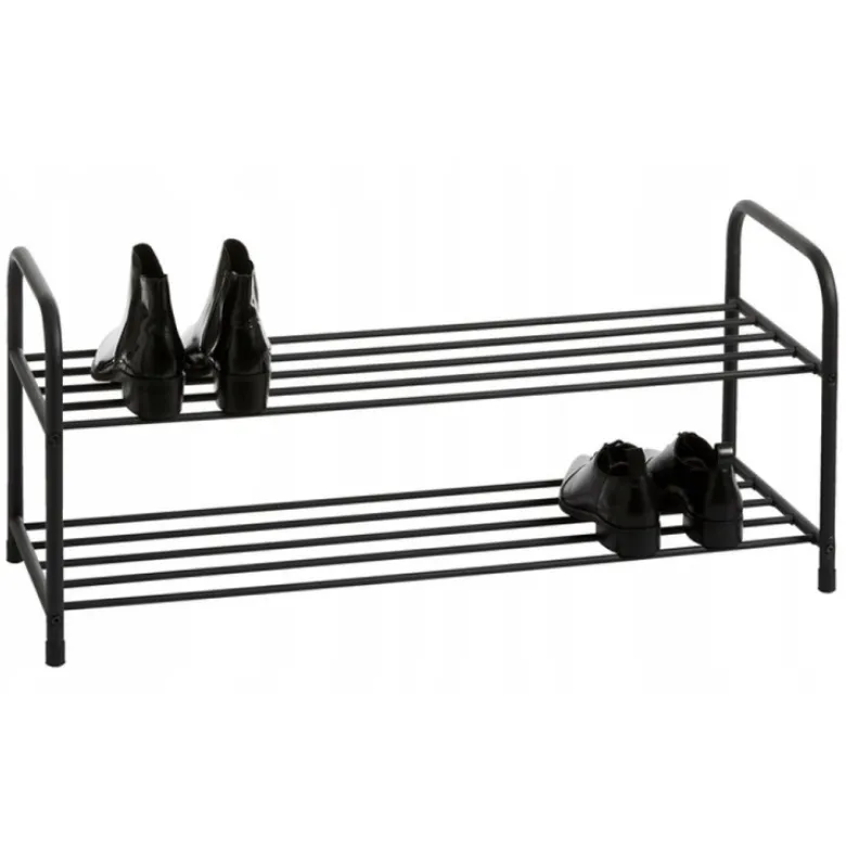 Półka na buty 65x26x34 cm metalowa czarna 2-poziomowa Elitehoff E 6250