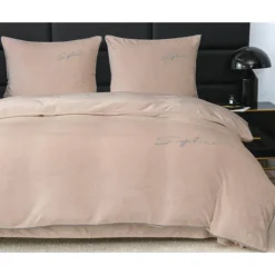 Pościel haftowana 160x200 mikrofibra "miś" Cotton World gruba 3 części 2877 beżowe