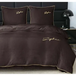 Pościel haftowana 160x200 mikrofibra "miś" Cotton World gruba 3 części 2880 brązowa
