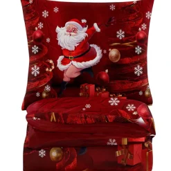 Pościel świąteczna 140x200 bawełna satynowa 3D Cotton World gruba 2 części 2391 mikołaj