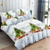 Pościel świąteczna 200x220 bawełna satynowa 3D Cotton World gruba 3 części 2417 choinki