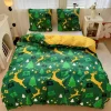Pościel świąteczna 160x200 bawełna satynowa dwustronna GierekHoff gruba 3 części GH 3096 zielono złota w renifery