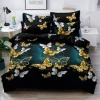 Pościel 160x200 bawełna satynowa 3D Cotton World gruba 3 części 1403 złote motyle