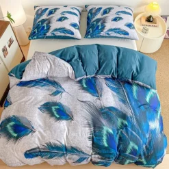 Pościel 140x200 bawełna satynowa dwustronna GierekHoff gruba 2 części GH 3170 Pawi wachlarz