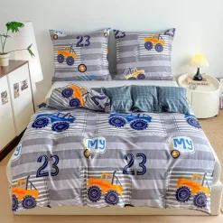 Pościel 160x200 bawełna satynowa dwustronna GierekHoff gruba 3 części GH 3181 Monster Truck