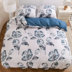 Pościel 140x200 bawełna satynowa dwustronna GierekHoff gruba 2 części GH 3134 Blue Rose