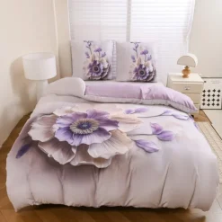 Pościel 140x200 bawełna satynowa wzór 5D dwustronna GierekHoff gruba 2 części GH 3124 Aksamitna Malwa