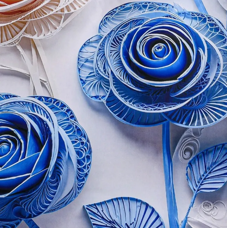 Pościel 140x200 bawełna satynowa wzór 5D dwustronna GierekHoff gruba 2 części GH 3130 Błękitny Quilling