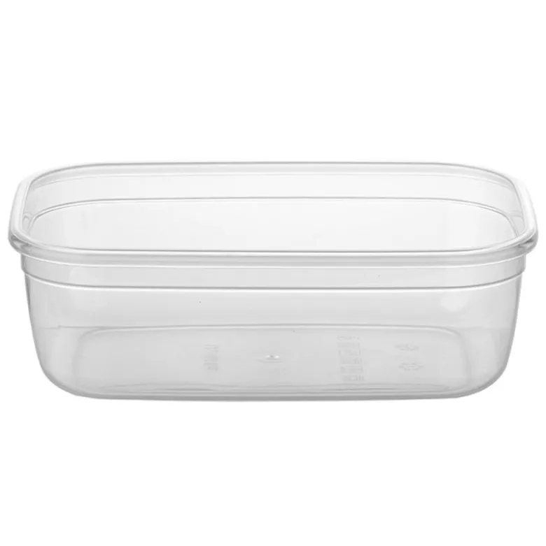 Pojemnik do żywności prostokątny 670 ml przezroczysty z szczelną szarą pokrywką Florina Foodie