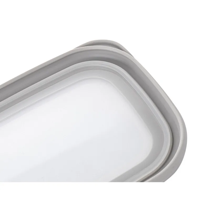 Pojemnik do żywności prostokątny 670 ml przezroczysty z szczelną szarą pokrywką Florina Foodie