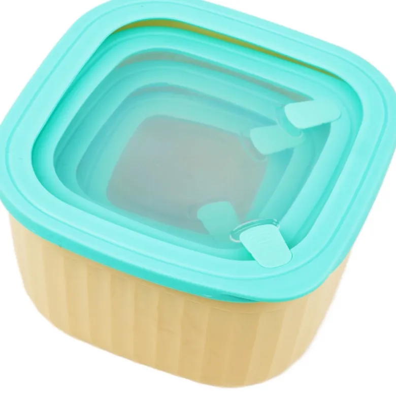 Pojemniki kwadratowe lunchbox MG Home Misto zestaw 4 sztuk hermetyczne 3600/2400/1400/750 ml kremowe