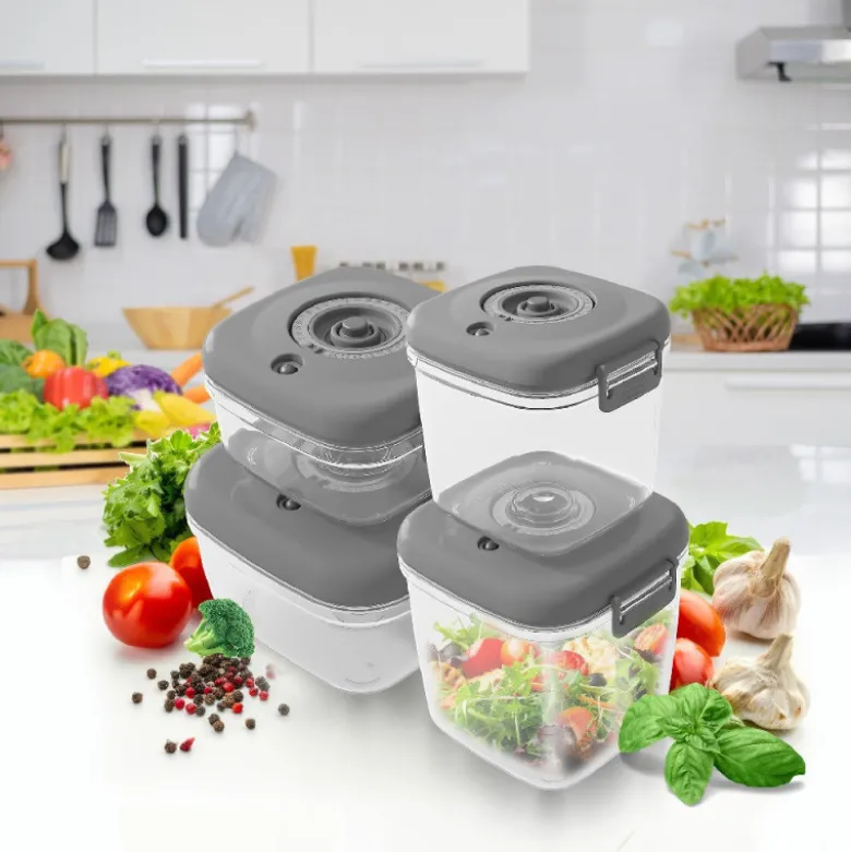 Pojemniki próżniowe na żywność MG Home Clever 650/1350/2500 ml w zestawie z pompką szare